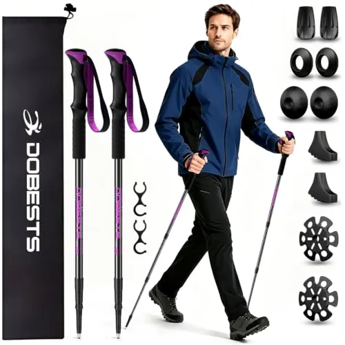 DOBESTS Bastones de Senderismo Telescópicos de Aluminio para Trekking