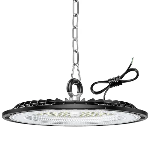 1 Pack 100W UFO LED Lámpara de Alta Bahía, 15000LM Focos Led Interior Techo, 6000K Blanco Frío Iluminación de Almacén, IP65 Impermeable Lampara Industrial Para Patio, Garaje, Fábrica, Taller