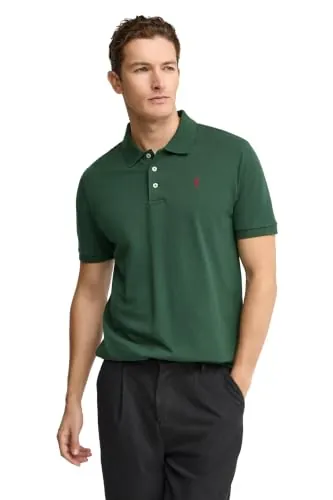 Polo Club - Poloshirt para Hombre | Polo de Verano en Algodón | Manga Corta con Logo Bordado | Ideal para Vestir con Chinos o Vaqueros, Verde Botella, L, Algodón