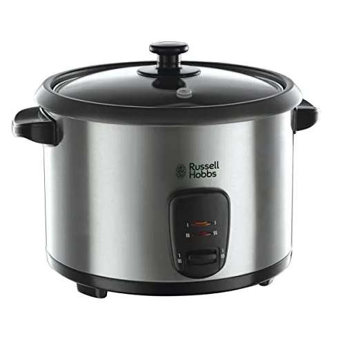 Russell Hobbs CookHome 19750-56 - Vaporera y Arrocera, Inox, Capacidad de 1.8 L, Tapa de Vidrio, 700 W, Gris