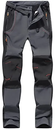DAFENP Pantalones Trekking Hombre Impermeables Pantalones de Trabajo Termicos Montaña Senderismo Esqui Snowboard Invierno Polar Forrado Aire Libre KZ21065M-DarkGrey-M