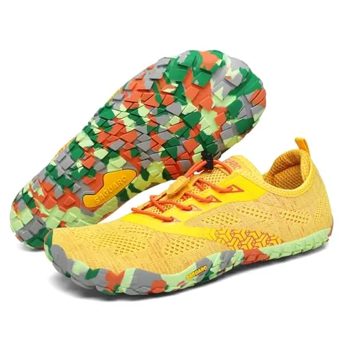 SAGUARO Mujer Barefoot Zapatillas Minimalistas Hombre Ligeras Calzado Minimalista con Suela Zero Drop, Smart II - Zapatos Barefoot Amarillo,Gr.40
