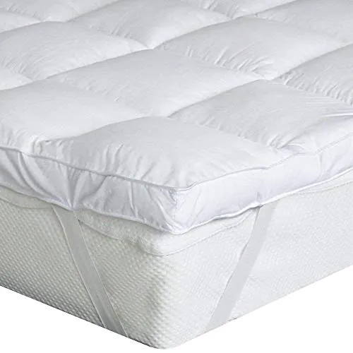 Bedecor Sobrecolchon 200x200cm, Cubre Colchon Acolchado de Microfibra con 600GSM Poliester, Super Suave, Calidad de Hotel, hipoalergénico, Lavable a Maquina