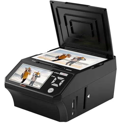 Multiescáner para fotos, diapositivas y negativos, digitalizador de fotos con pantalla LCD grande de 5 pulgadas, convierte 35 mm, 110 películas/foto/tarjeta de visita en JPEG digital de 22 MP, incluye