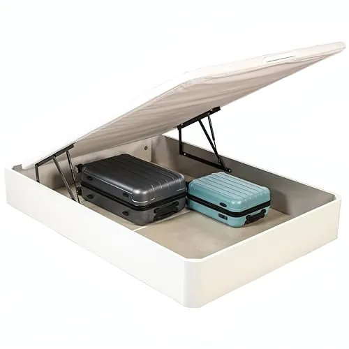 ROYAL SLEEP Canapé Abatible de Madera Dos Esquinas Redondas | 150x190 | Montaje y Retirada de Usado Incluido | Gran Capacidad | Tapa 3D Transpirable | 32 cm | Blanco | Space Bed
