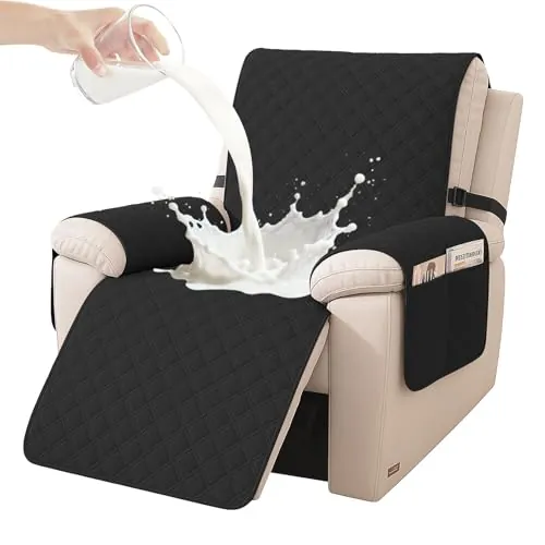 YSTELLAA Fundas Sillon Relax Reclinable 1 Plaza, Negro