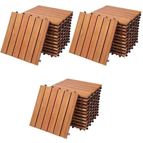 CASARIA 33 Baldosas Jardín 30x30cm Eucalipto FSC Sistema Click 3m²