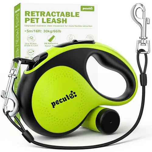 Correa Perro Extensible 5M, Correa Retráctil para Perros Mejorada a Prueba de Mordiscos, Control con un Solo Botón y Sin Enredos, Retráctil Correa para Perros Pequeñas y Medianos de hasta 30 kg