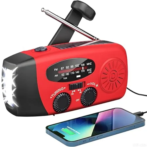 Radio Solar de Emergencia, Radio de manivela autoalimentada Solarbaby con antorcha LED, radioAM/FM Weather Wind Up con batería de 2000 mAh para Carga de Emergencia de teléfono Inteligente