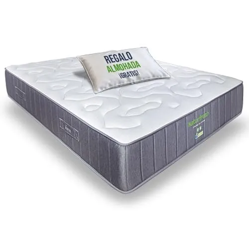 Matnature Naturfresh 90x190 – Colchón Viscoelástico con Muelles Ensacados | Altura 22 cm | Máximo Confort | Transpirable, Antiácaros, Ergonómico, Firmeza Media | 1 Almohada de Regalo