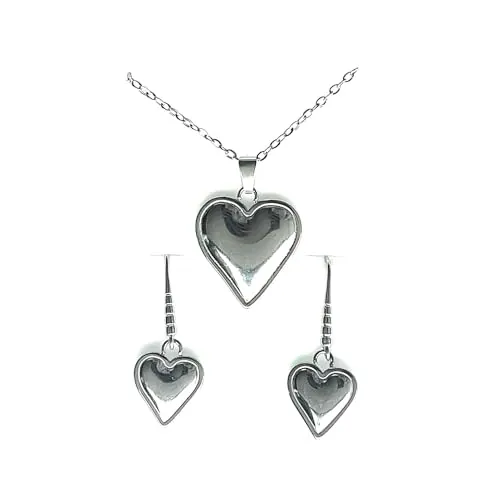 ASTER ALHELÍ - Conjunto Collar y Pendientes Corazón Mujer - Set de Joyas Mujer con Cadena de Acero Inoxidable y Pendientes Chapados en Platino - Regalo Elegante
