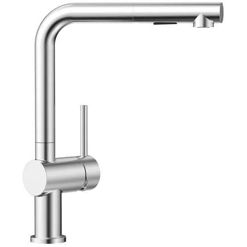 CECIPA Grifo de cocina extensible con 2 tipos de chorro, grifo mezclador giratorio de 360°, grifo monomando, acero inoxidable cepillado