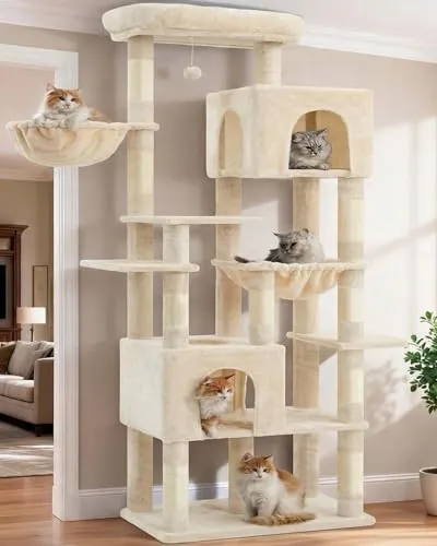 Heybly Rascador para Gatos Grandes, 193cm Torre Beige HCT039M