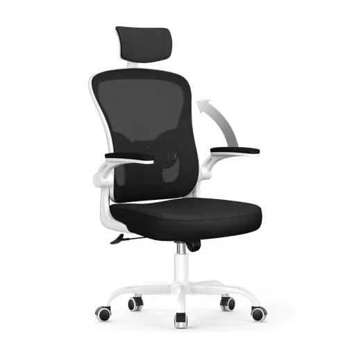 rattantree Silla de Oficina Ergonómica con Reposacabezas Ajustable, Blanco