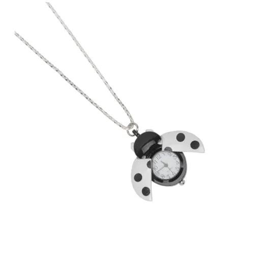 LIFKOME Reloj de Bolsillo Retro para Niños Forma de Mariquita, Aleación de Metal, Movimiento de Cuarzo Preciso, Diseño Vintage Portátil para Uso Diario y Obsequio Infantil