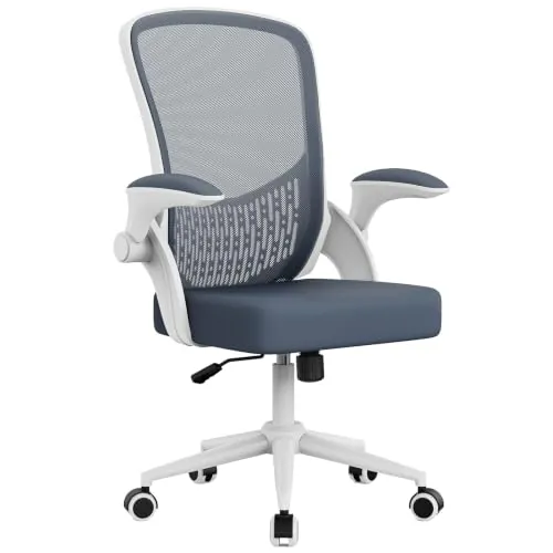 naspaluro Silla de Oficina Ergonómica con Soporte Lumbar, 110kg | Sillas de Escritorio con Respaldo de Malla y , Giratoria Altura Regulable, Reposabrazos abatibles para Oficina, Gris Azulado