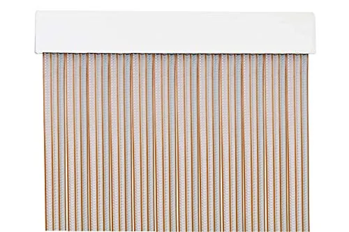 MERCURY TEXTIL Cortina para Puerta Tiras PVC 210x120cm，Cortina para Puerta Exterior (Transparente+filo Marron Claro P10)