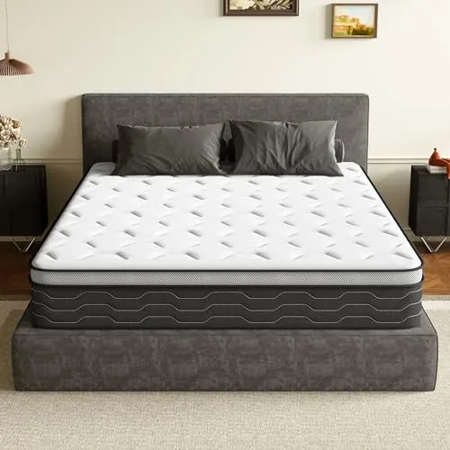 DEWINNER Colchón 135x190 cm - Espuma Viscoelástica de colchones muelles ensacados y viscoelastica, Soporte Lumbar Ergonómico,27 cm Grosor, 7 Zonas