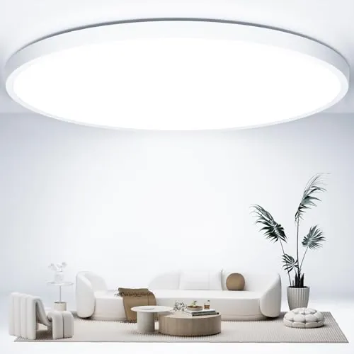 Plafon LED Techo, 48W Ø50cm Lámpara de Techo, 4800LM 6500K Blanco Frio