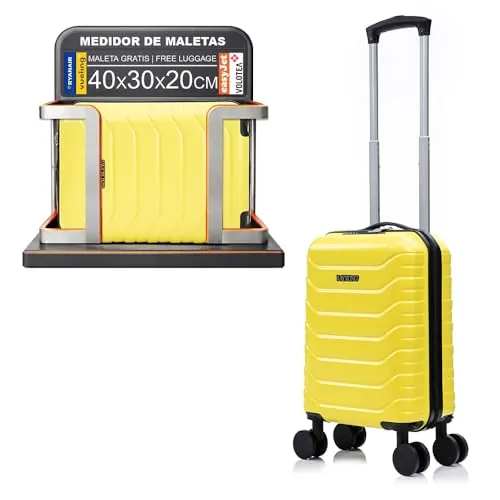 RAYKONG Maleta de Cabina ABS 40x30x20(24L)| Maxima Capacidad | Equipaje de Mano con Ruedas Desmontables para Ryanair | Vueling | EasyJet - Amarillo