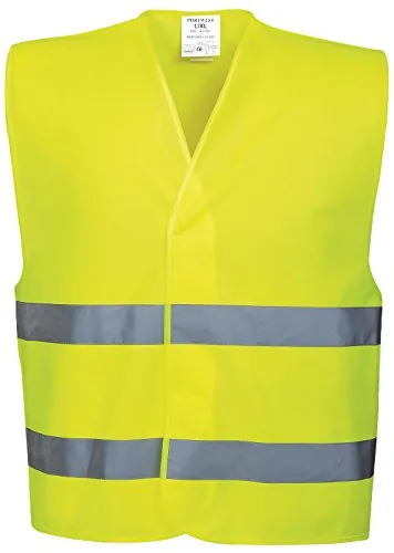 Portwest Chaleco Con Dos Bandas, Tamaño: S/M, Color: Amarillo, C474YERS/M