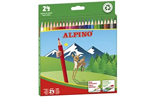 Alpino Lápices de Colores 24 Unidades | Lápices de Colores para Niños | Dibuja y Colorea con Colores Vivos y Brillantes | Material Escolar | Estuche Lápices de Colores