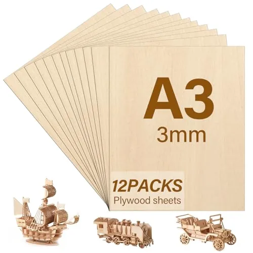 Pavlleen 12 Piezas Contrachapado A3,Basswood Contrachapado,420 * 300mm