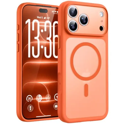 TOCOL Funda para iPhone 18 Pro MAX, Compatible con MagSafe, Naranja