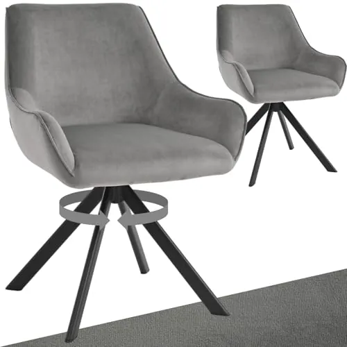 Goeurvant - Juego de 2 sillas giratorias con reposabrazos – Silla giratoria de terciopelo moderno con respaldo de 360°, silla de cocina con estructura metálica y respaldo para comedor, sala de estar