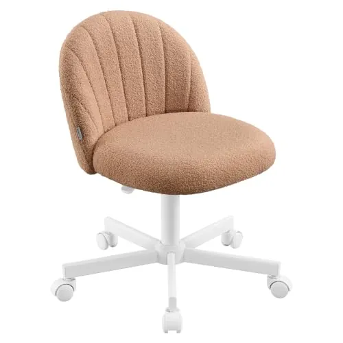 SONGMICS Silla de Escritorio Giratoria sin Reposabrazos, Tela de Peluche