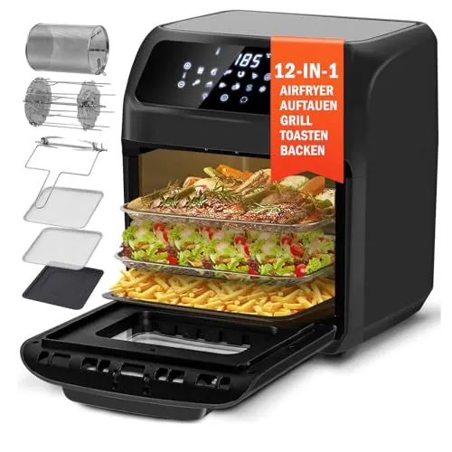 LLIVEKIT 12L Freidora de Aire, 95% Menos de Aceite Air Fryer, 12 Funciones
