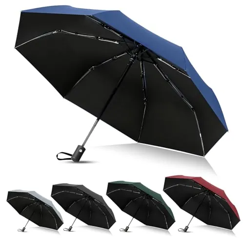 Vicloon Paraguas Plegable Automático con 8 Varillas,Abrir y Cerrar Automático,Secado Rápido 210T Tela y Mango Antideslizante – Resistente al Viento Paraguas para Adultos,Niños