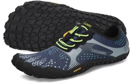 SAGUARO Hombre Mujer Barefoot Zapatillas de Trail Running Minimalistas Zapatillas de Deporte Fitness Zapatos Descalzos para Correr en Montaña Escarpines de Agua, Azul Marino, 43 EU