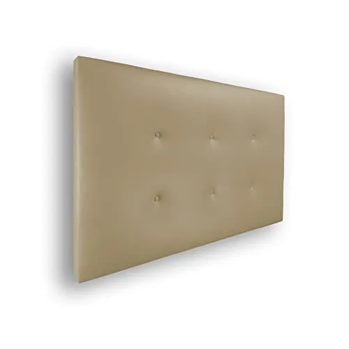 Silcar Home - Cabecero de Cama Carlo 115 Beige - Estructura de Madera, Tapizado en Polipiel, Diseño Moderno con Dos hileras Botones, Fácil Instalación - Polipiel Beige, 115 cm