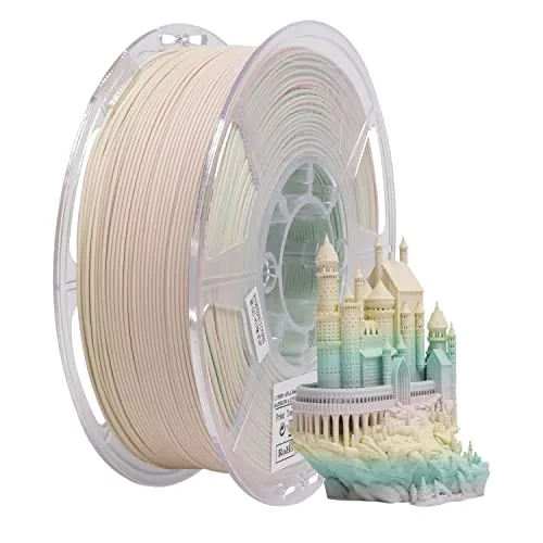 eSUN Filamento PLA Arcoíris Mate 1.75mm, Mate Multicolor Impresora 3D Filamento PLA, Precisión Dimensional +/- 0.02mm, 1KG Carrete (2.2 LBS) para Filamento de Impresión 3D, Arcoíris Multicolor Mate