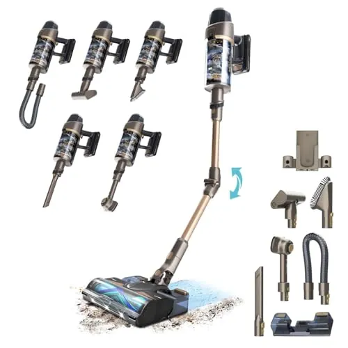 Cecotec Aspiradora Escoba sin Cable con Inteligencia Artificial Conga Rockstar RX90 AI AquaPet Flex X-Treme. 350AW, 850W, Autonomía 100mins, Cepillo Hairless Antienredos, Tubo Flexible y Accesorios
