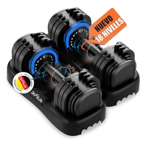 DH FitLife Mancuernas Ajustables 2,5–25 kg, 18 Niveles, Set de 2