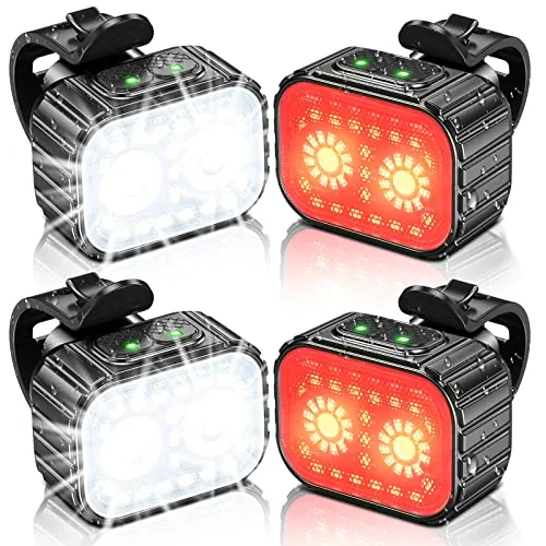 CIRYCASE Luz Bicicleta Potente LED, Luz Bici 8+12 Modos & USB Recargable