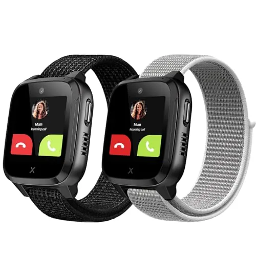 Snyeest 2-Piezas Correa Compatible con Xplora X5 /XGO 2/XGO 3, orrea de Reloj Deportivo de Nailon de Repuesto Ajustable y para Niños y Niñas Compatible con Xplora X5 Play/XGO2/XGO3,Negro+Caracola
