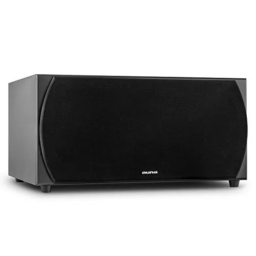 Auna Linie 501SW WN Subwoofer Activo 500W Nogal (Entradas y Salidas de Nivel bajo y terminales de conexión para Altavoces satélite, por Ejemplo, o Altavoces de estantería y amplificadores)