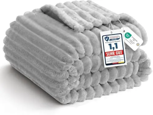 WAVVE Manta Suave y Esponjosa, Mantas Extra Grande para Cama 180, Manta de Cordón Gruesa, Manta para Sofá Suave Cálida, Transpirable, 270 x 230 cm, Gris Claro