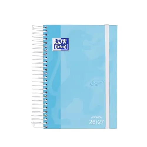 Oxford Touch, Agenda 2026 2027, Día por Página, Tapa Extradura, 12x18 cm, Español, Color Azul Pastel