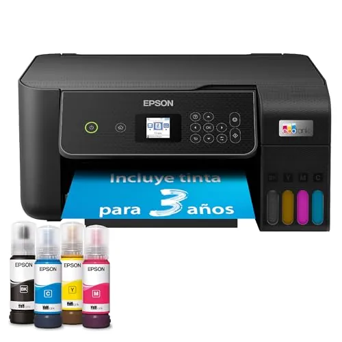 Epson EcoTank ET-2870 Impresora de Depósito de Tinta | para Uso Intensivo en Hogar | Wi-Fi | A4 | Imprimir, Copiar, Escanear | Pantalla LCD 3,7cm | Tinta Incluida para 3 Años