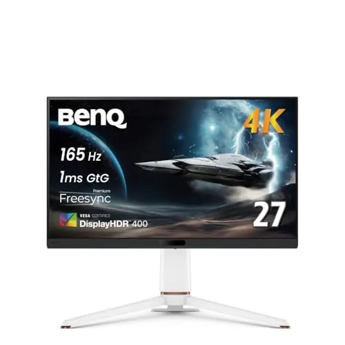 BenQ MOBIUZ EX271U Monitor Gaming 4K de 27” con eARC, 165Hz, 1ms, DP 1.4, HDMI 2.1, USB-C 65W, 95% P3, DisplayHDR 400, Freesync Premium, KVM, Motor Pixsoul y Mando a Distancia