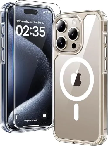 TAURI Funda Magnética para iPhone 15 Pro 6.1", Transparente