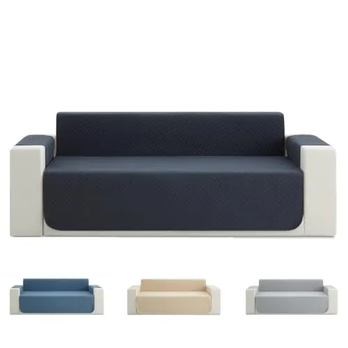 Todocama Funda Cubre Sofá 3 Plazas, Protector Acolchado Piqué, Antiácaros, Fácil de Limpiar, (Gris Oscuro)