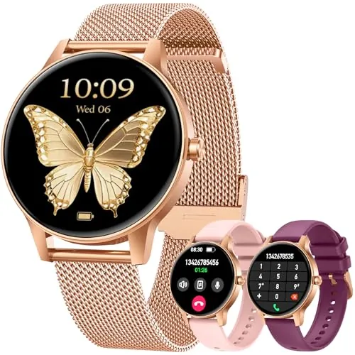 Reloj Inteligente Mujer Smartwatch con Llamada：1.27" TFT Smart Watch 280mAh Bluetooth IP68 Impermeable con Frecuencia Cardíaca SpO2 Sangre Presión Arterial Monitor Sueño 110+Deportivo para Android iOS