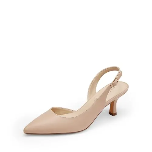 DREAM PAIRS Zapatos Tacón Bajo Cerrado,Desnudo-PU,39