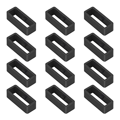 Vicloon Soporte para Correa de Reloj Inteligente de Pulsera, 12pcs Retenedor para Hebilla de Silicona de Anillo de 22mm, Negro