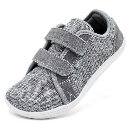 HOBIBEAR Kids Calzado Descalzo Ancho para niños niñas Outdoor Trail Running Minimalist Walking Shoes(Gris,EU 23)